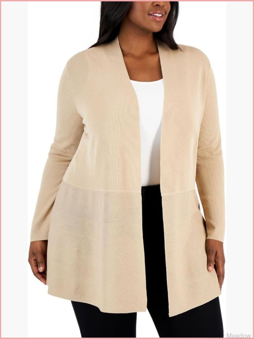 Plus-Size Long Sleeve Cardigan Sweater Open Neck Pull On